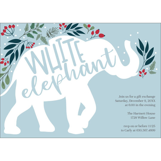 White Elephant Silhouette Invitations